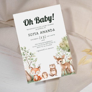 Invitation Baby shower des bois d'animaux mignons