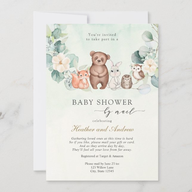 Invitation Baby shower des bois par Mail Forest Animaux (Devant)