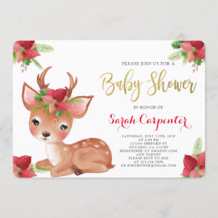 Invitation baby shower des cerfs de Noël