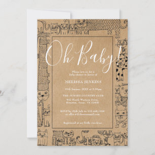 Invitation Baby shower des chats rustiques
