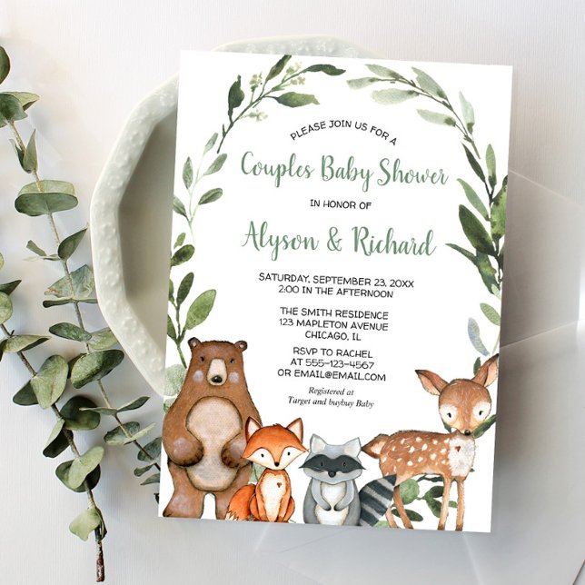 Invitation Baby shower des couples de bois, sans distinction  (Créateur téléchargé)