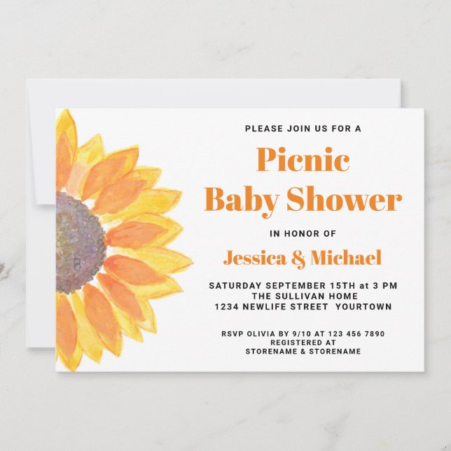Invitation Baby shower des couples de pique-nique  (Devant)
