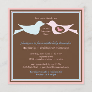 Invitation Baby shower des couples d'oiseaux