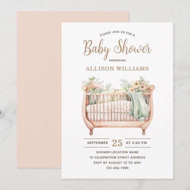 Invitation Baby shower des couples neutres selon le sexe de l (Devant / Derrière)