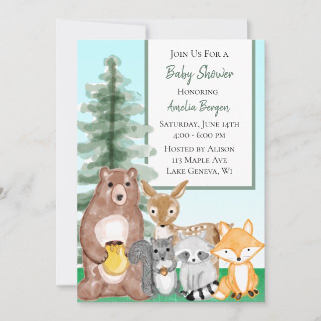 Invitation Baby shower des créations forestières (Devant)