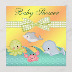 Invitation Baby shower des créatures de la mer pour bébés