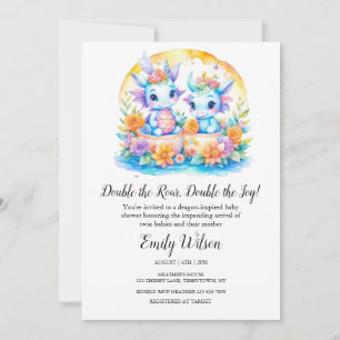 INVITATION BABY SHOWER DES DRAGONS DE BÉBÉ FLORAUX DE PLUIE