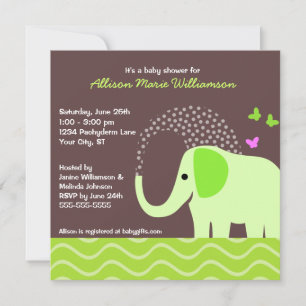 Invitation Baby shower des éléphants et des papillons