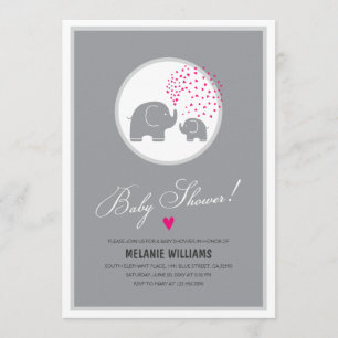Invitation Baby shower des éléphants gris élégant