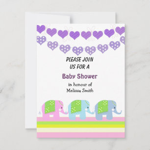 Invitation Baby shower des éléphants indiens