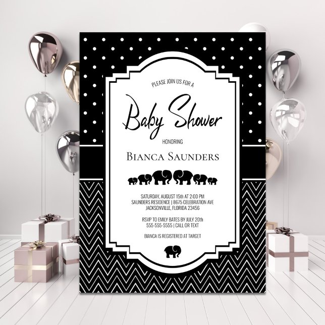 Invitation Baby shower des éléphants noirs (Créateur téléchargé)
