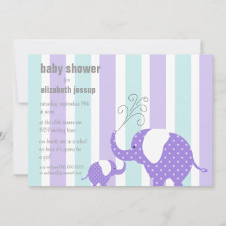 Invitation Baby shower des éléphants - violet