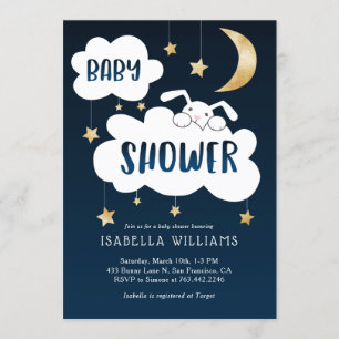 Invitation Baby shower des étoiles de Bunny Moon