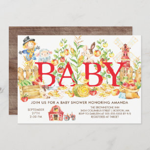 Invitation Baby shower des fermiers mignons