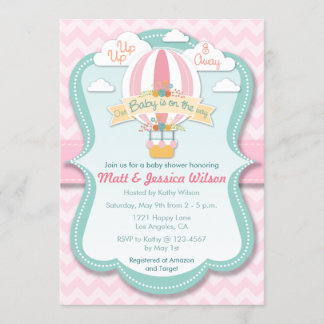 Invitation Baby shower des filles de ballons à air