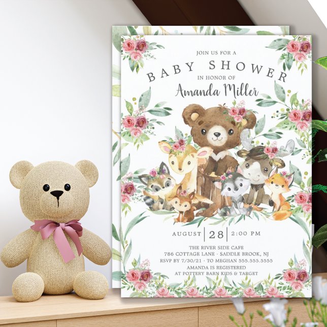 Invitation Baby shower des filles des amis de Woodland (Créateur téléchargé)