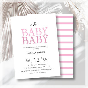 Invitation Baby shower des filles roses jumelles