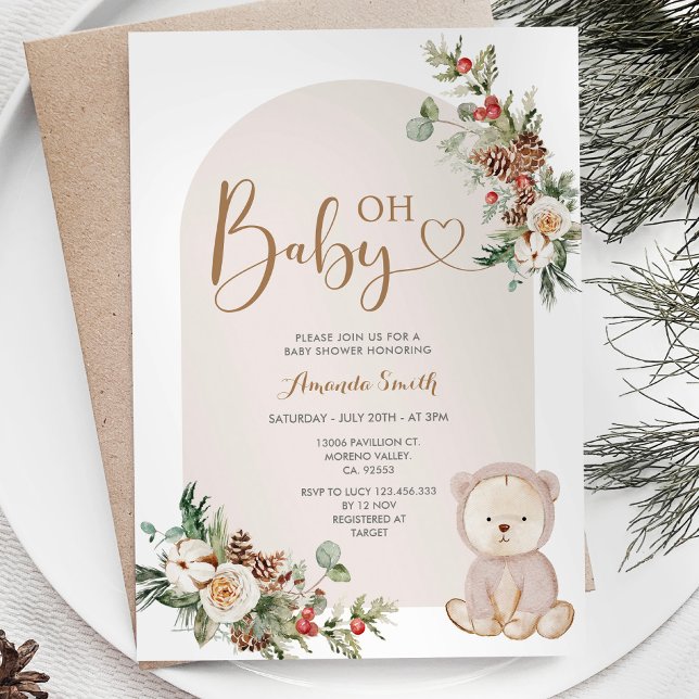 Invitation Baby shower des Flammes de neige de l'ours d'hiver (Créateur téléchargé)