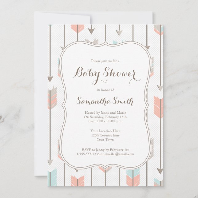 Invitation Baby shower des flèches tribales (Devant)