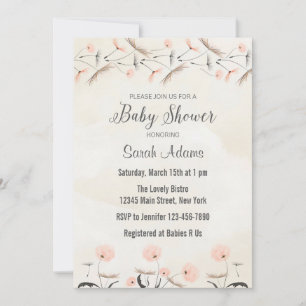 Invitation Baby shower des fleurs de pissenlit ros