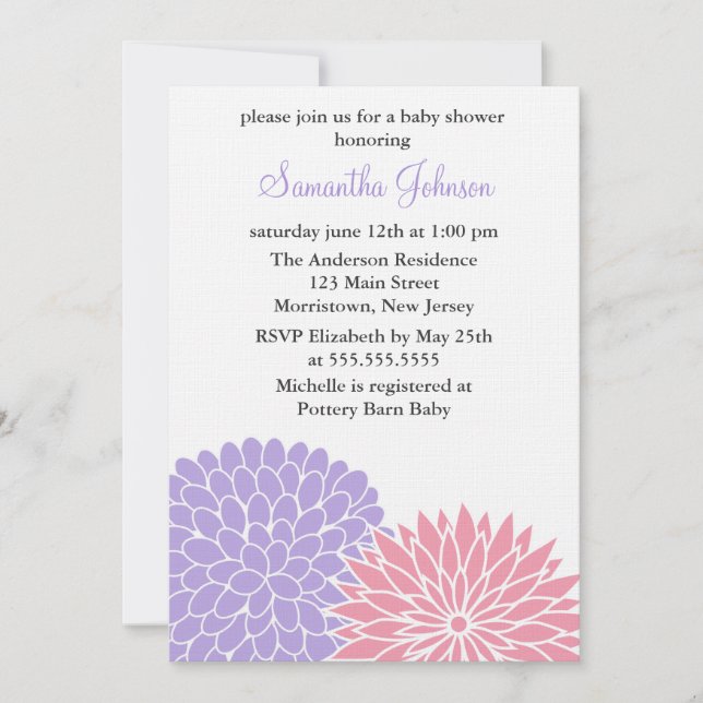 Invitation Baby shower des fleurs de printemps (Devant)