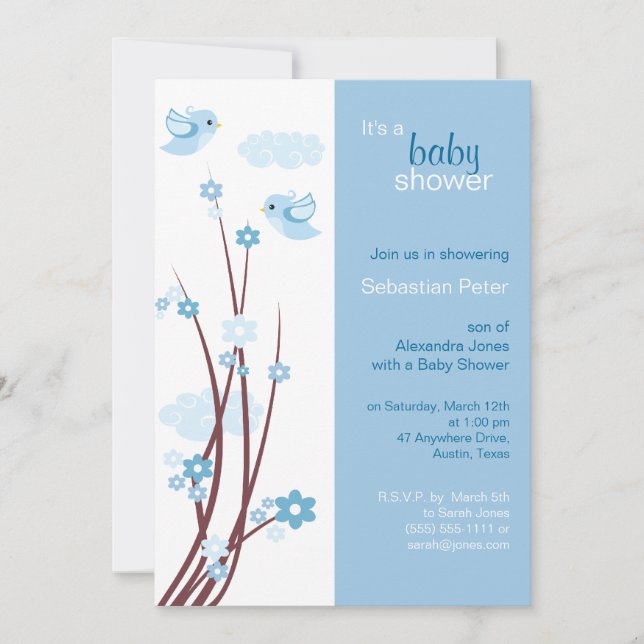 Invitation Baby shower des fleurs de printemps des Inséparabl (Devant)