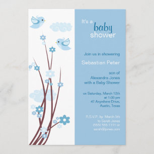 Invitation Baby shower des fleurs de printemps des Inséparabl
