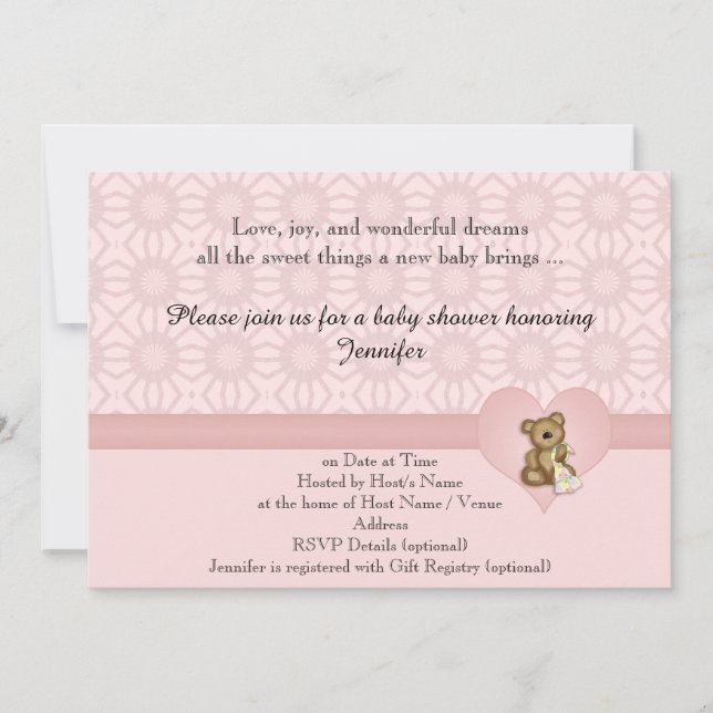 Invitation Baby shower des fleurs rétro de l'ours  (Devant)