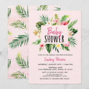 Invitation Baby shower des fleurs tropicales