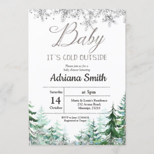 Invitation Baby shower des flocons d'argent de Noël