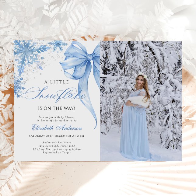 Invitation Baby shower des flocons de neige Blue Winter (Créateur téléchargé)