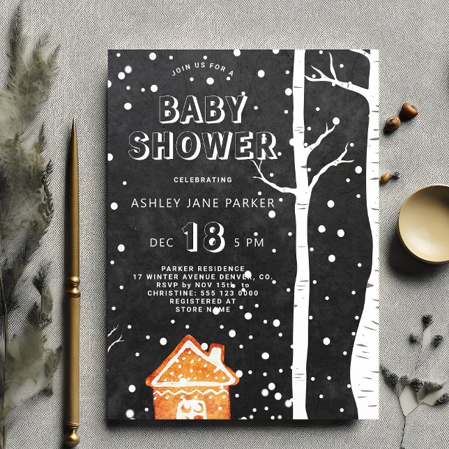 Invitation Baby shower des flocons de neige des bois d'hiver (Créateur téléchargé)