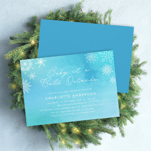 Invitation Baby shower des flocons d'eau bleu