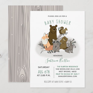 Invitation Baby shower des forêts d'animaux mignons