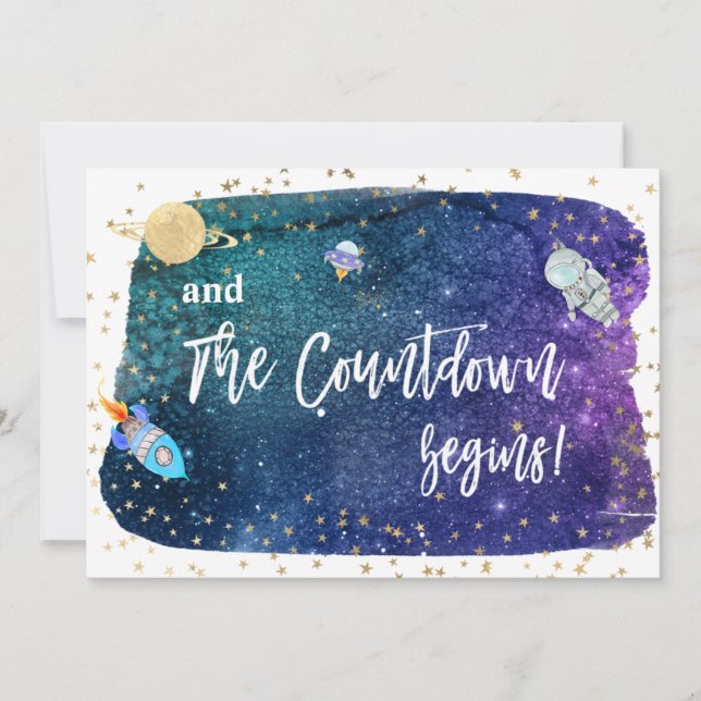 Invitation *~* Baby shower des fusées spatiales des astronaut (Devant)