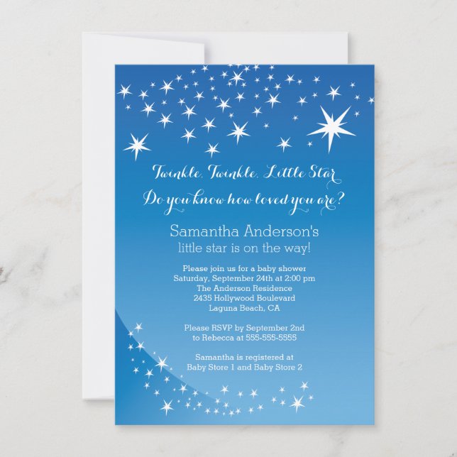 Invitation Baby shower des garçons Blue Star (Devant)