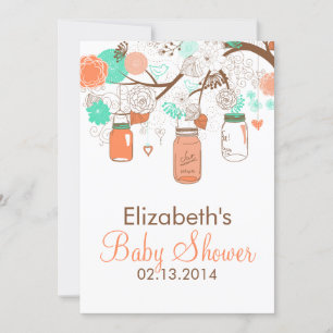 Invitation Baby shower des jarres de corail et de menthe