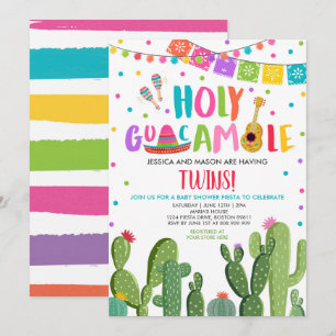 Invitation Baby shower des jumeaux de la Sainte Guacamole Fie