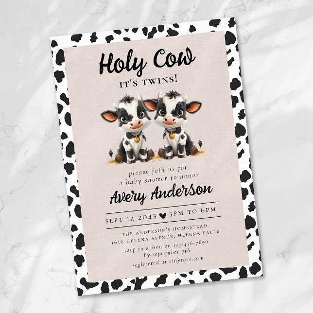 Invitation Baby shower des jumeaux de la Vache Sainte (Créateur téléchargé)