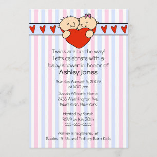 Invitation Baby shower des jumeaux de Pékin
