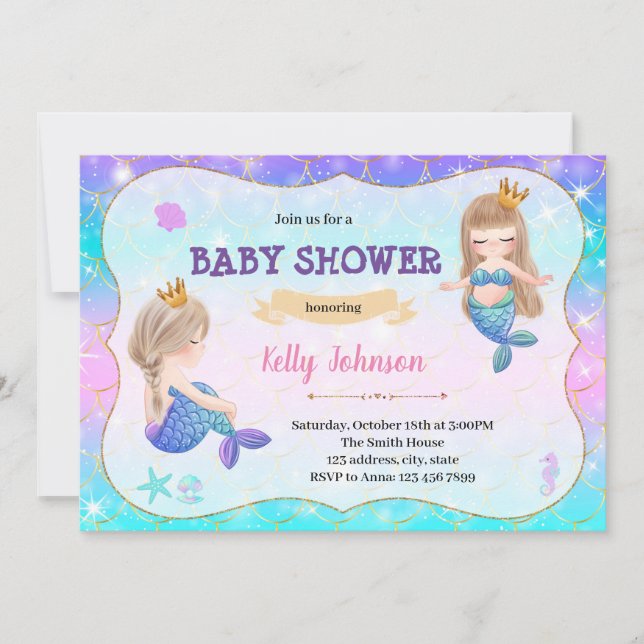 Invitation baby shower des jumeaux de Sirène (Devant)