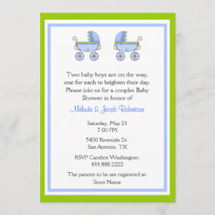 Invitation Baby shower des jumeaux élégants