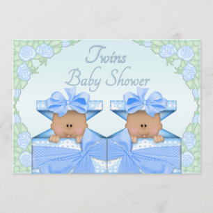Invitation Baby shower des jumeaux ethniques dans la boîte à 
