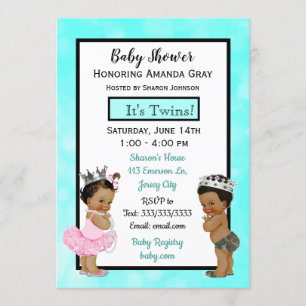 Invitation Baby shower des jumeaux Prince et Princess