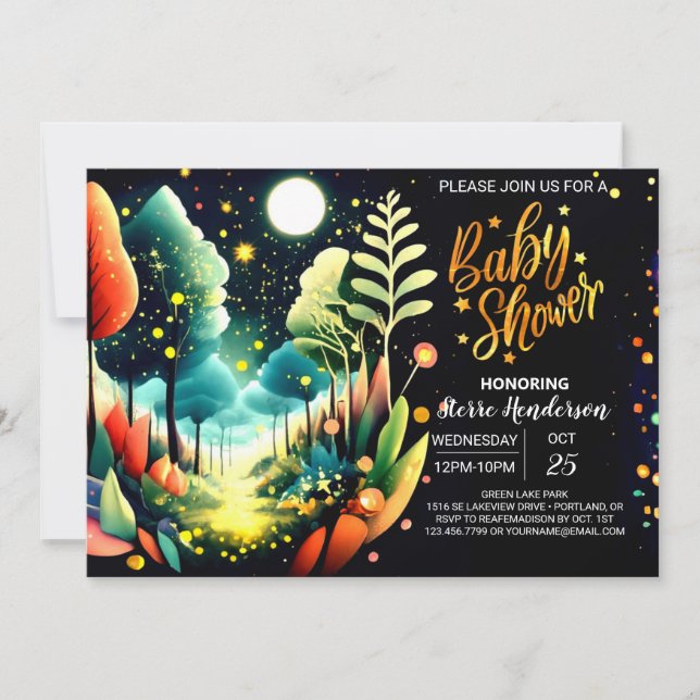 Invitation Baby shower des lucioles du pays des merveilles (Devant)