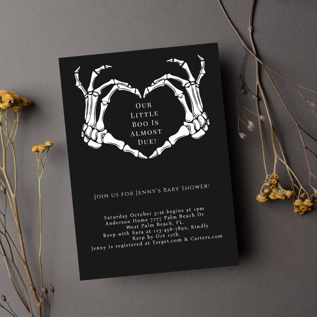 Invitation Baby shower des mains minimaliste Goth Skeleton (Créateur téléchargé)