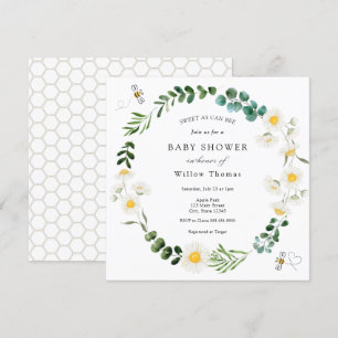 Invitation Baby shower des marguerites et des abeilles