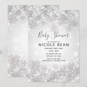 Invitation Baby shower des merveilles d'hiver de White Sparkl