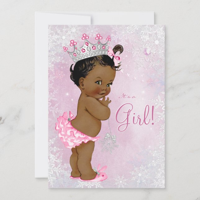 Invitation Baby shower des merveilles hivernales afro-américa (Devant)