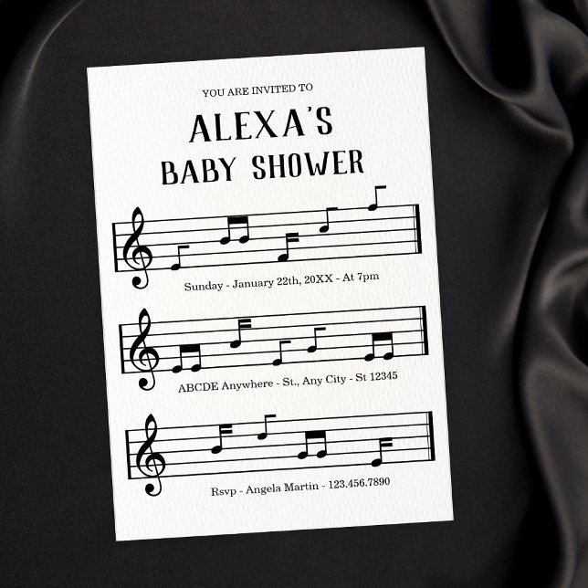 Invitation Baby shower des notes de feuille de musique (Créateur téléchargé)